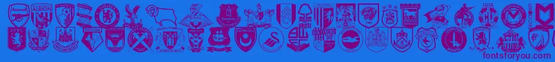 Fonte Englishfootballclubbadges – fontes roxas em um fundo azul