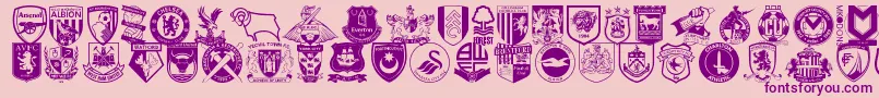 フォントEnglishfootballclubbadges – ピンクの背景に紫のフォント