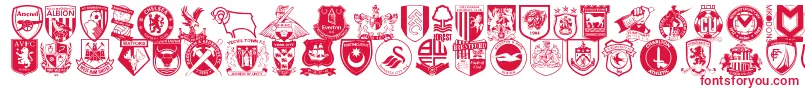 Шрифт Englishfootballclubbadges – красные шрифты на белом фоне