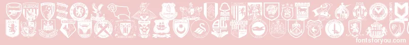 Fonte Englishfootballclubbadges – fontes brancas em um fundo rosa