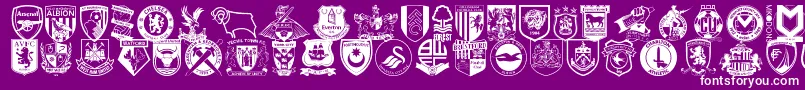 Шрифт Englishfootballclubbadges – белые шрифты на фиолетовом фоне