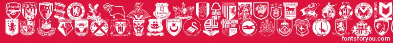 Шрифт Englishfootballclubbadges – белые шрифты на красном фоне