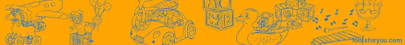 DtRachelsToys Font – Blue Fonts on Orange Background