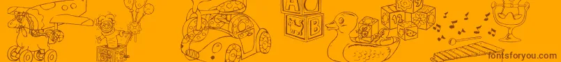 DtRachelsToys Font – Brown Fonts on Orange Background