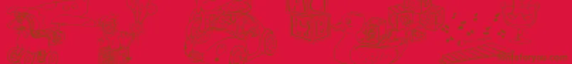 DtRachelsToys Font – Brown Fonts on Red Background