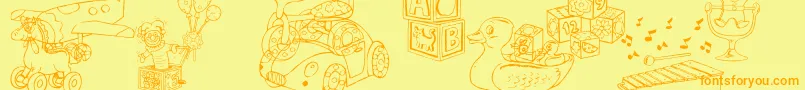 DtRachelsToys Font – Orange Fonts on Yellow Background