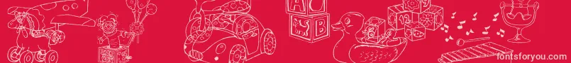 DtRachelsToys Font – Pink Fonts on Red Background