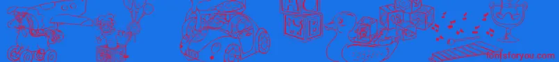 フォントDtRachelsToys – 赤い文字の青い背景