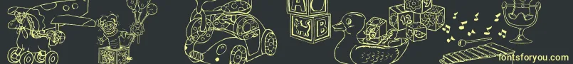 DtRachelsToys Font – Yellow Fonts on Black Background