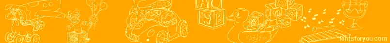 DtRachelsToys Font – Yellow Fonts on Orange Background