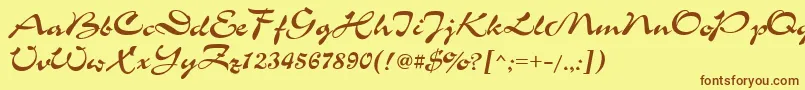 フォントUkrainianchance – 茶色の文字が黄色の背景にあります。