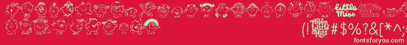 LittleMiss Font – Green Fonts on Red Background