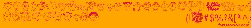 LittleMiss-Schriftart – Rote Schriften auf orangefarbenem Hintergrund