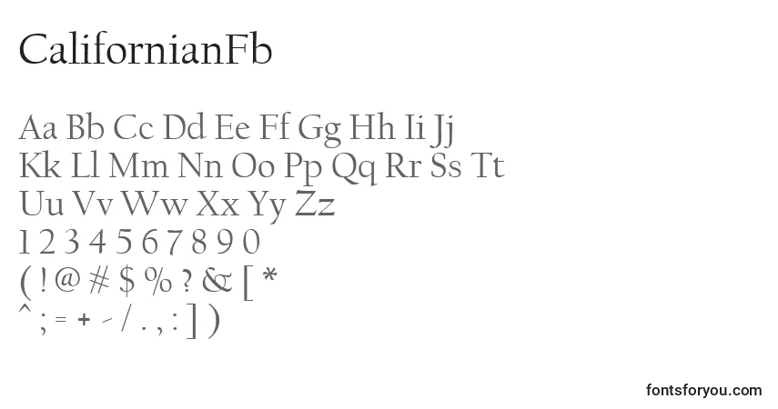Czcionka CalifornianFb – alfabet, cyfry, specjalne znaki