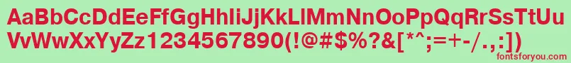 フォントPragmaticacttBold90b – 赤い文字の緑の背景