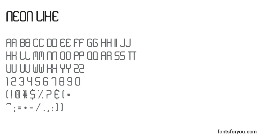 Шрифт Neon Like – алфавит, цифры, специальные символы