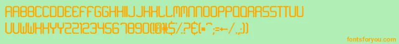 フォントNeon Like – オレンジの文字が緑の背景にあります。