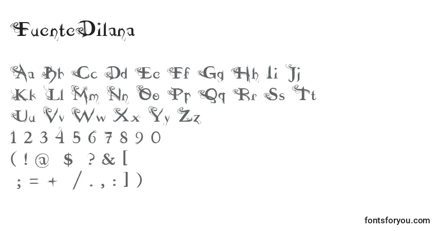 Schriftart FuenteDilana – Alphabet, Zahlen, spezielle Symbole