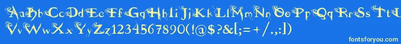 FuenteDilana Font – Yellow Fonts on Blue Background