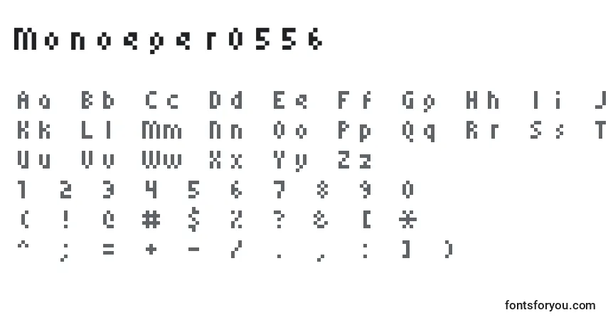 Czcionka Monoeger0556 – alfabet, cyfry, specjalne znaki