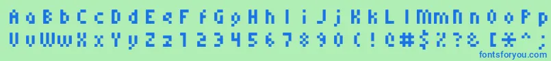 Monoeger0556-Schriftart – Blaue Schriften auf grünem Hintergrund