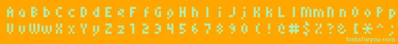 Monoeger0556-Schriftart – Grüne Schriften auf orangefarbenem Hintergrund