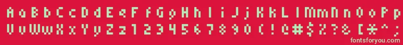 Monoeger0556-fontti – vihreät fontit punaisella taustalla