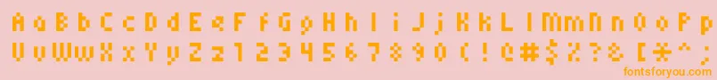 Monoeger0556-fontti – oranssit fontit vaaleanpunaisella taustalla