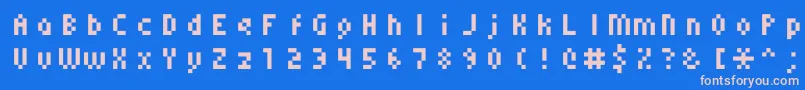 フォントMonoeger0556 – ピンクの文字、青い背景