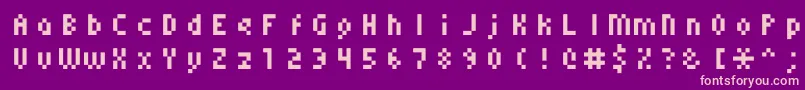 Monoeger0556-fontti – vaaleanpunaiset fontit violetilla taustalla