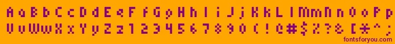 Monoeger0556-fontti – violetit fontit oranssilla taustalla