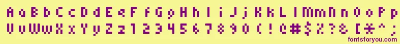 Monoeger0556-fontti – violetit fontit keltaisella taustalla