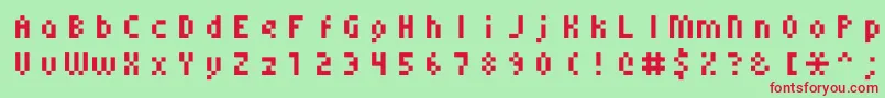 Czcionka Monoeger0556 – czerwone czcionki na zielonym tle