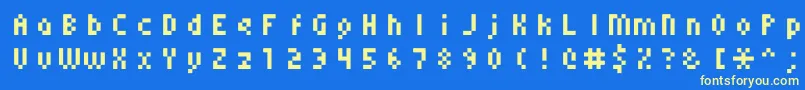 Monoeger0556-Schriftart – Gelbe Schriften auf blauem Hintergrund