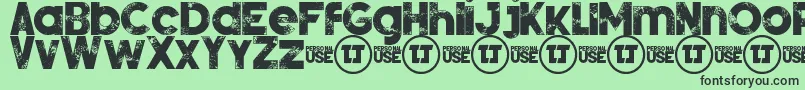 SilverForteGrungedemo Font – Black Fonts on Green Background