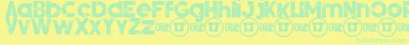 SilverForteGrungedemo Font – Green Fonts on Yellow Background