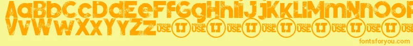 SilverForteGrungedemo Font – Orange Fonts on Yellow Background