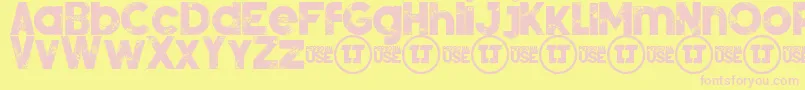 SilverForteGrungedemo Font – Pink Fonts on Yellow Background