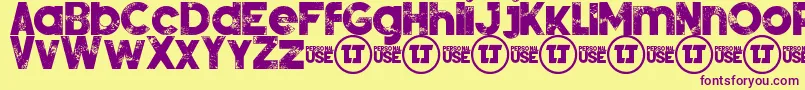 SilverForteGrungedemo-Schriftart – Violette Schriften auf gelbem Hintergrund