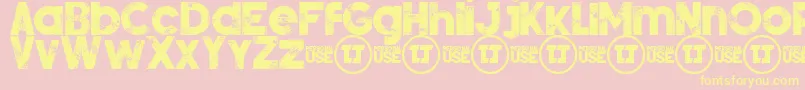 SilverForteGrungedemo-Schriftart – Gelbe Schriften auf rosa Hintergrund