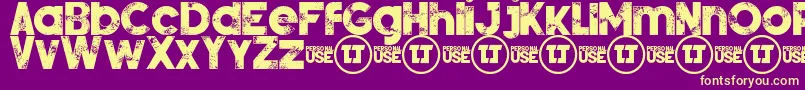 SilverForteGrungedemo-Schriftart – Gelbe Schriften auf violettem Hintergrund