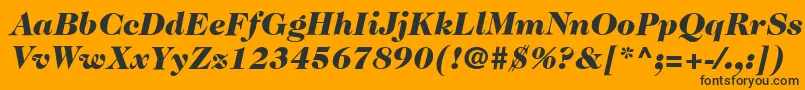 ItcCaslon224LtBlackItalic-fontti – mustat fontit oranssilla taustalla