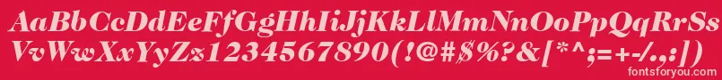 Czcionka ItcCaslon224LtBlackItalic – różowe czcionki na czerwonym tle