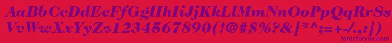 Fonte ItcCaslon224LtBlackItalic – fontes roxas em um fundo vermelho