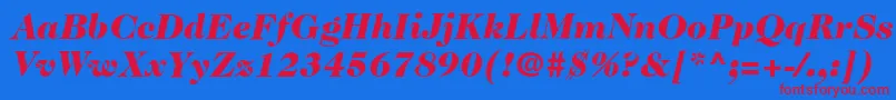 ItcCaslon224LtBlackItalic-fontti – punaiset fontit sinisellä taustalla