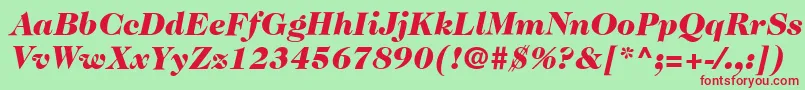 Fonte ItcCaslon224LtBlackItalic – fontes vermelhas em um fundo verde