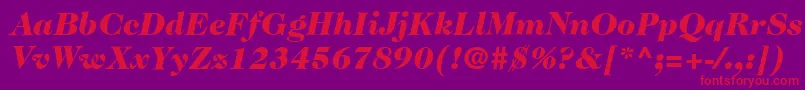 フォントItcCaslon224LtBlackItalic – 紫の背景に赤い文字