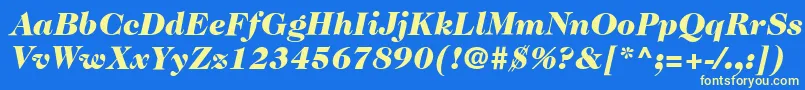 Шрифт ItcCaslon224LtBlackItalic – жёлтые шрифты на синем фоне