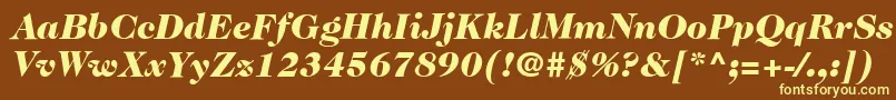 Шрифт ItcCaslon224LtBlackItalic – жёлтые шрифты на коричневом фоне