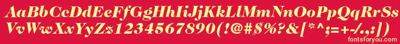 Czcionka ItcCaslon224LtBlackItalic – żółte czcionki na czerwonym tle